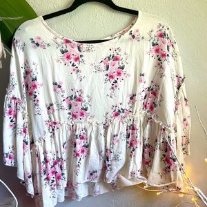 Mi Ami Floral Print Spring Blouse Size L